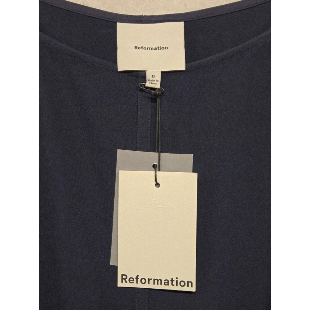 Reformation Womens Size 0 Navy Blue Cyra Pieced Drop Waist Maxi Dress - Picture 5 of 7